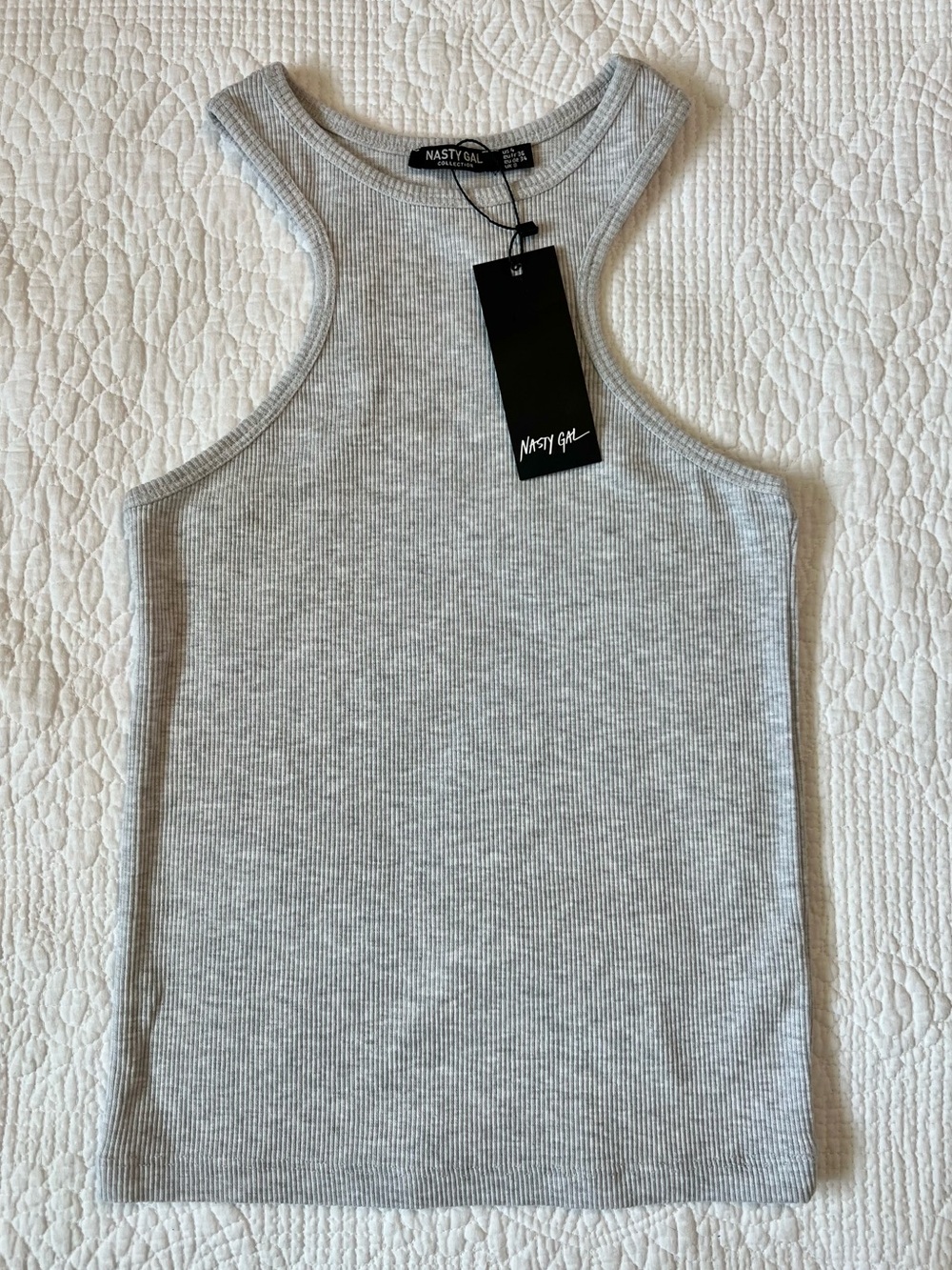 NWT Nasty Gal Ribbed Racer Tank Top - Picture 2 of 8